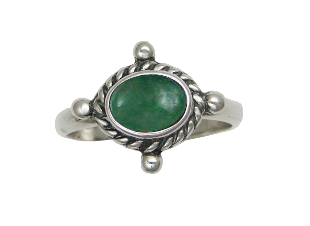 Sterling Silver Gemstone Ring With Jade Size 7